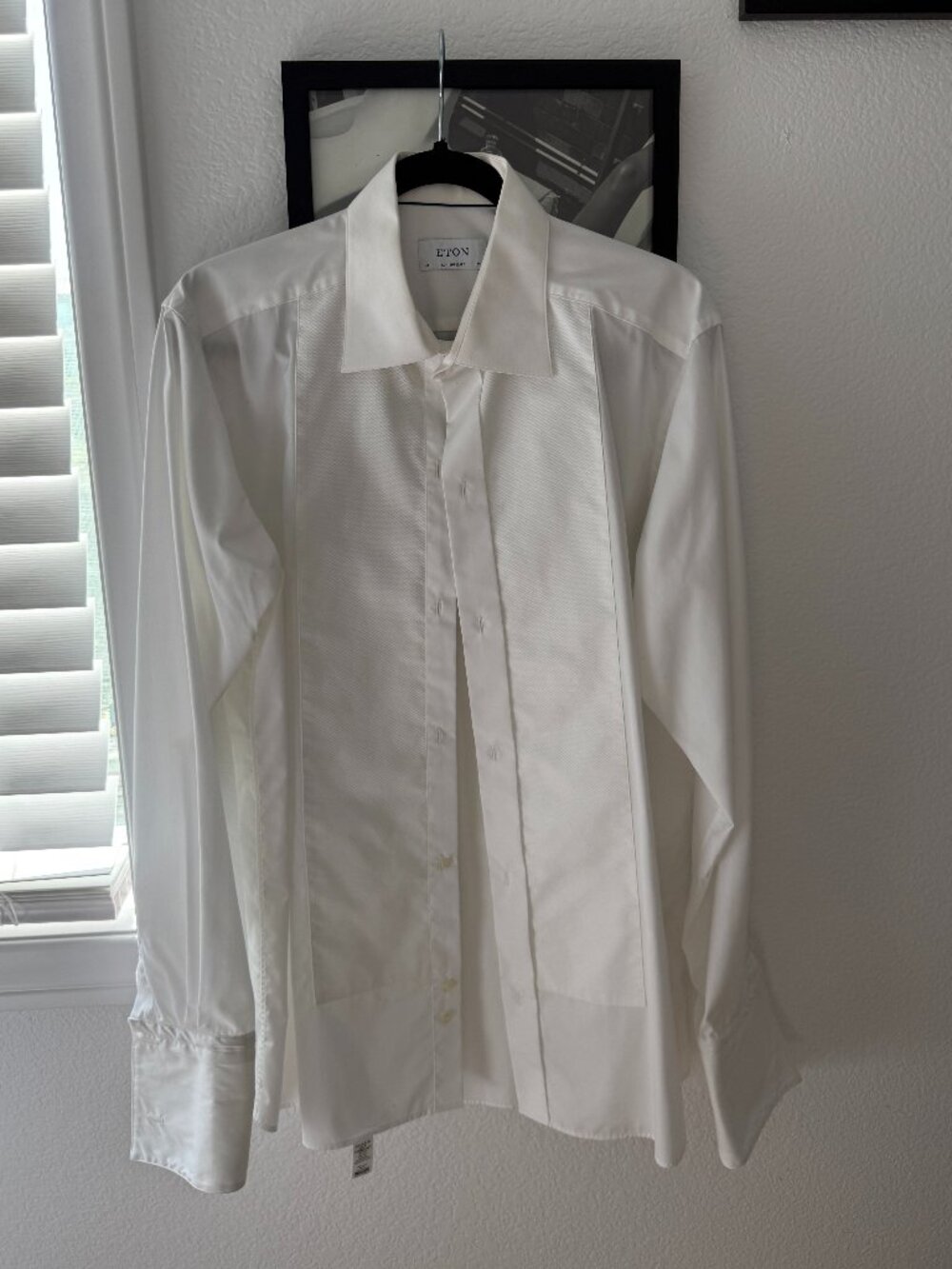 Eton Contemporary Fit Piqué Bib Tuxedo Shirt White 42 16.5 French Cuff